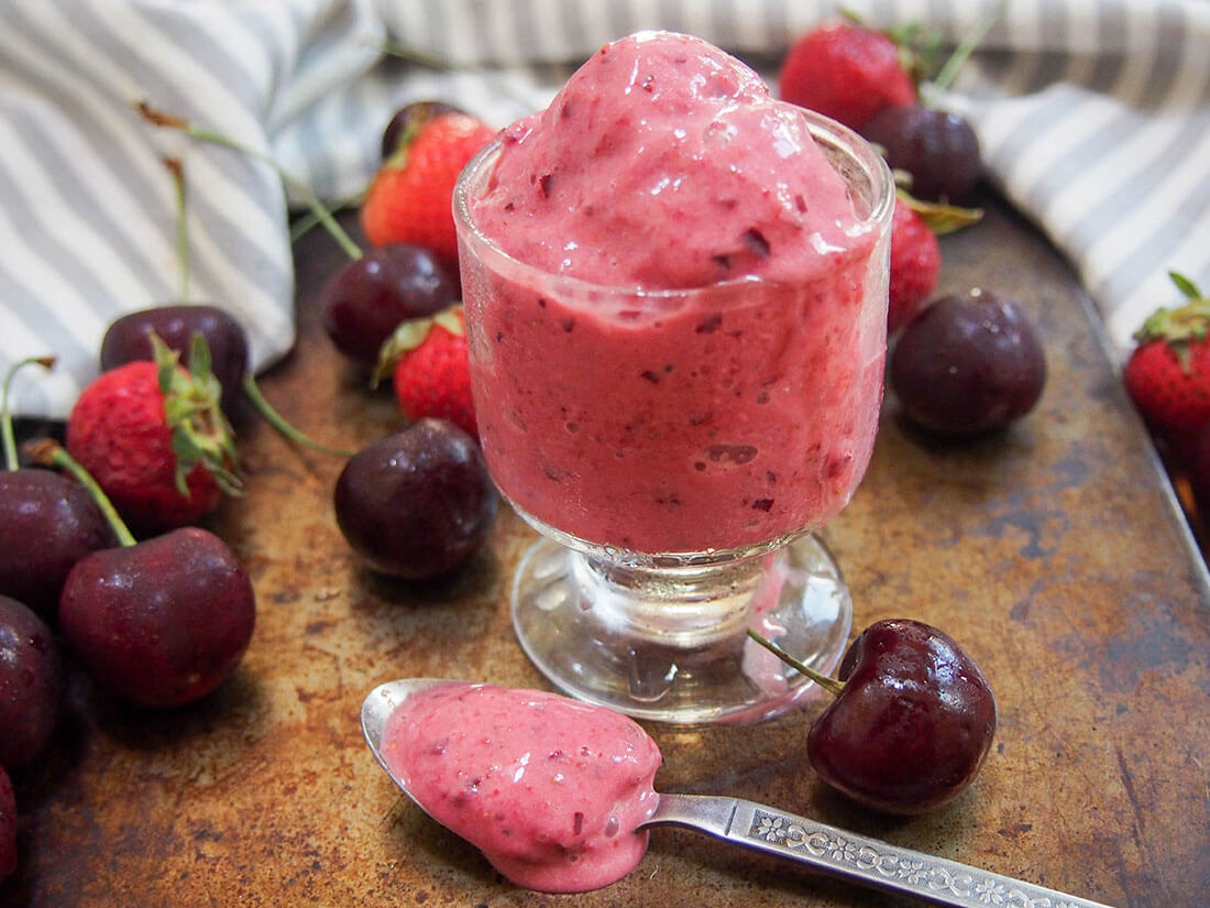 cherry strawberry frozen yogurt