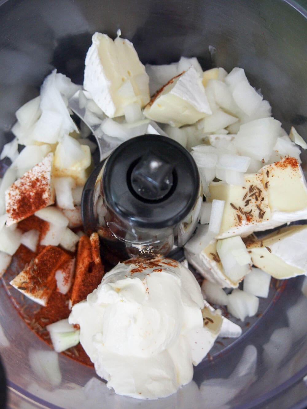 making Obatzda (German beer cheese dip)