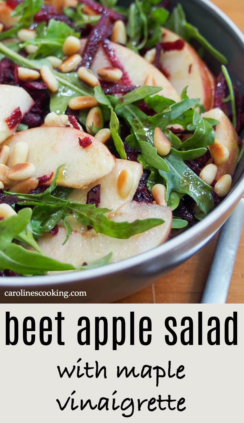 This beet apple salad with maple vinaigrette is incredibly easy to make and packed with autumnal flavor. Crunchy, flavorful and great as an appetizer or side. #salad #vegetarian #apple #fallsalad #sidesalad This beet apple salad with maple vinaigrette is incredibly easy to make and packed with autumnal flavor. Crunchy, flavorful and great as an appetizer or side. #salad #vegetarian #apple #fallsalad #sidesalad