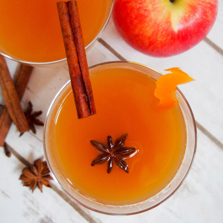 spiked mulled apple cider from overhead