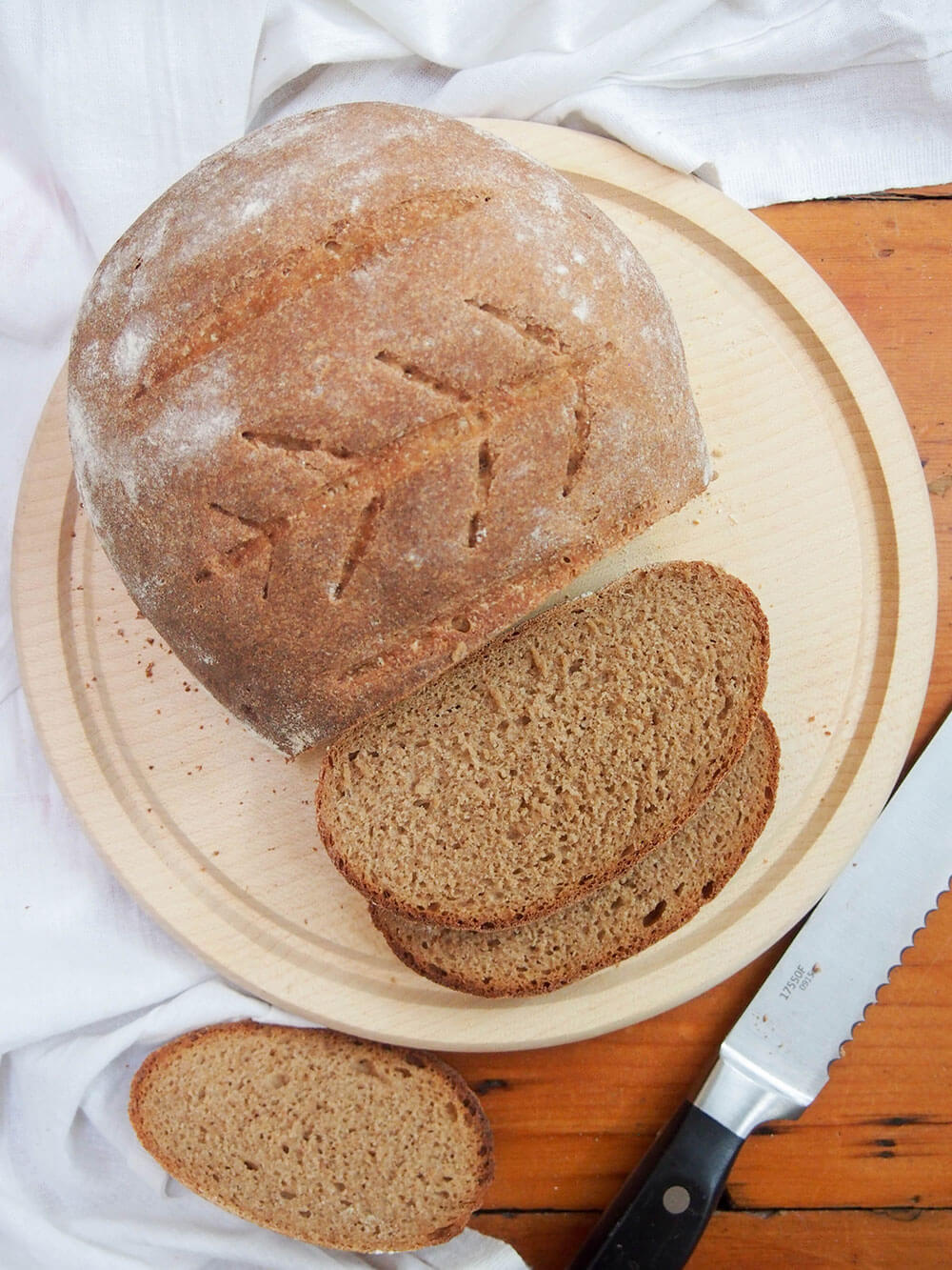 sourdough rye bread overhead shot