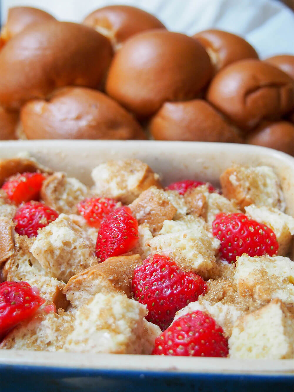 strawberry French toast bake ready to bake