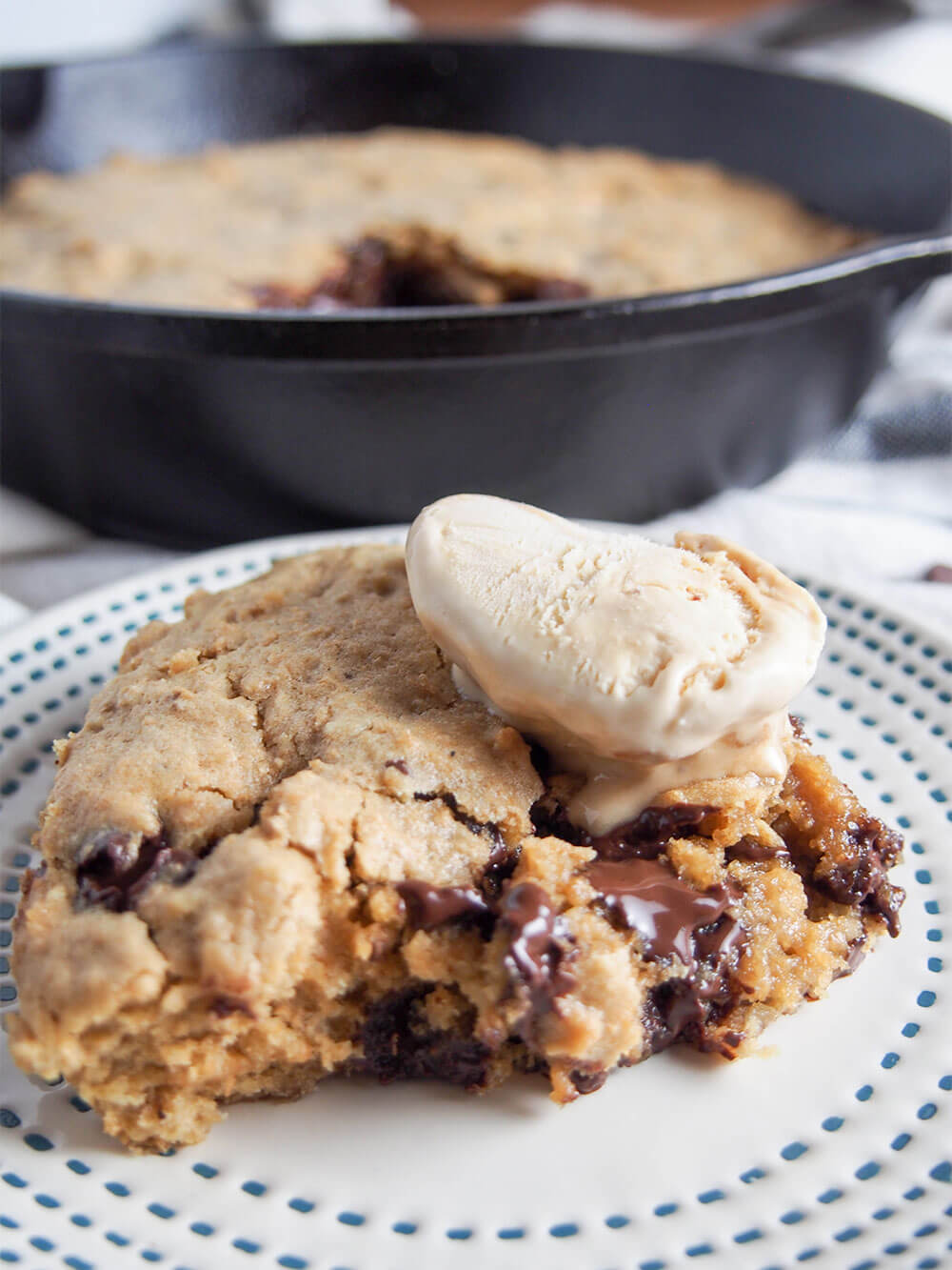 Oatmeal chocolate chip skillet cookie