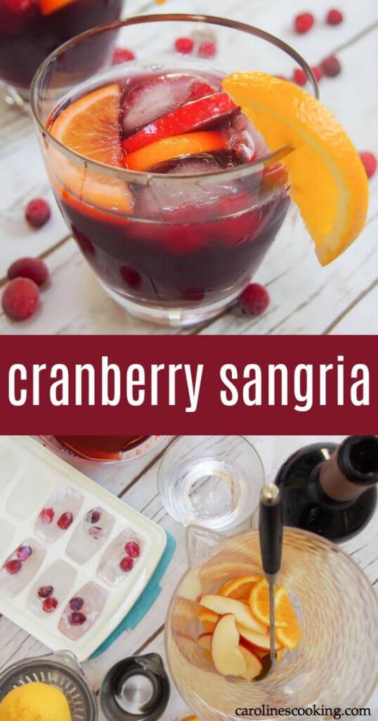Every party needs a signature drink, and this Cranberry Sangria is perfect! This easy cocktail is light, with a great flavor, and easy to make for a crowd. You can make it ahead or mix it up quickly when you need it. Get the recipe as well as tips and ideas for a drinks station. AD 