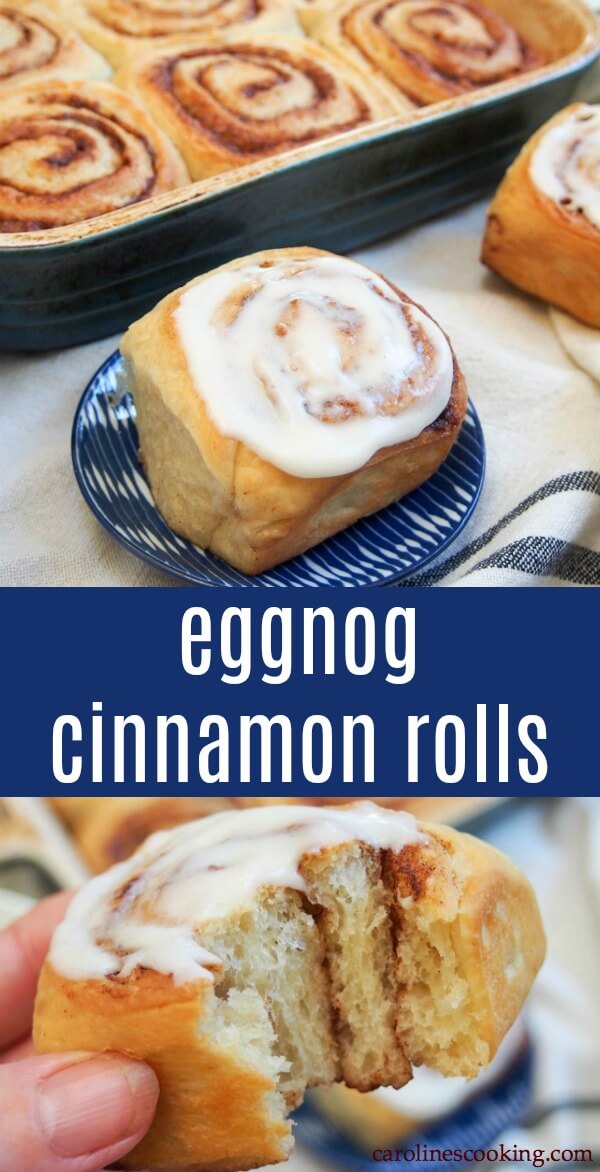 Warmly spiced, pillowy soft bites of tastiness, these eggnog cinnamon rolls are just begging to be eaten. They're the perfect addition to any brunch or celebration. Soft, rich and with a wonderful flavor. They'll be your new favorite cinnamon roll. #sponsored #cinnamonroll #eggnog #HPHoodEats #HoodPartner #Wildfire451