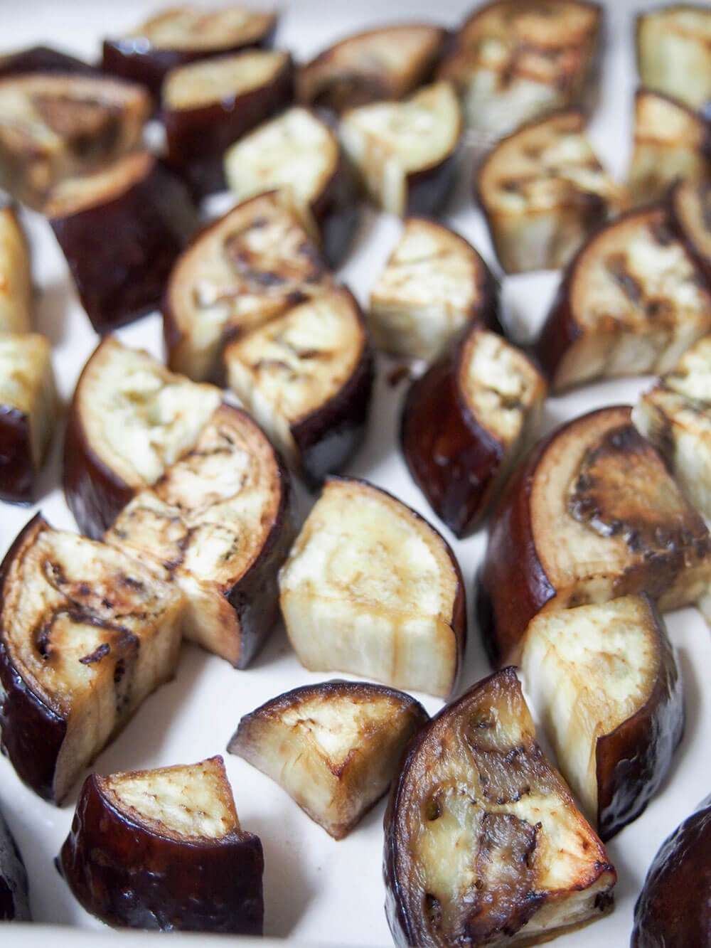 roasted chunks of eggplant