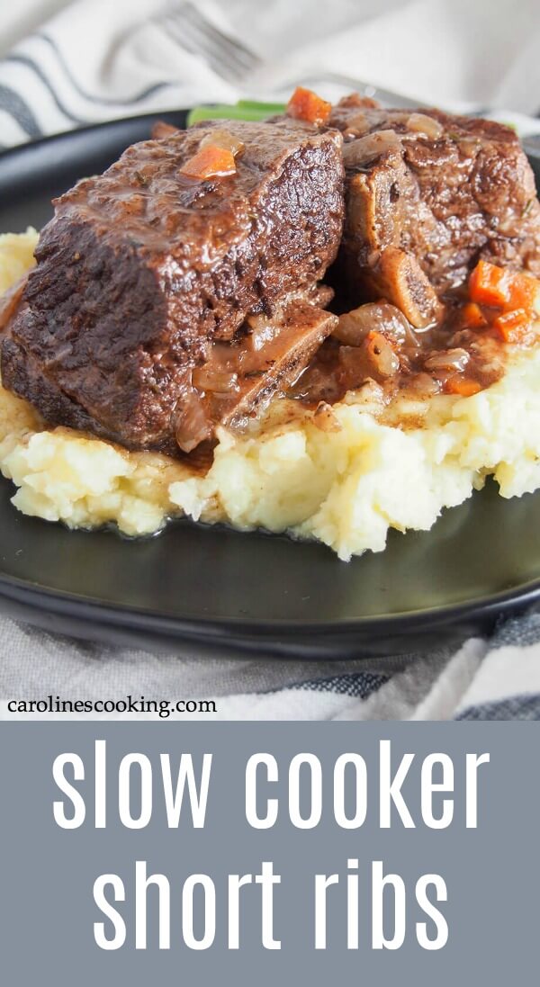 These slow cooker short ribs are easy to prepare, fall-off-the-bone tender and packed with flavor after testing for the perfect set of ingredients. So good. These slow cooker short ribs are easy to prepare, fall-off-the-bone tender and packed with flavor after testing for the perfect set of ingredients. Delicious comfort food that's great for any night of the week. #slowcooker #shortribs #comfortfood