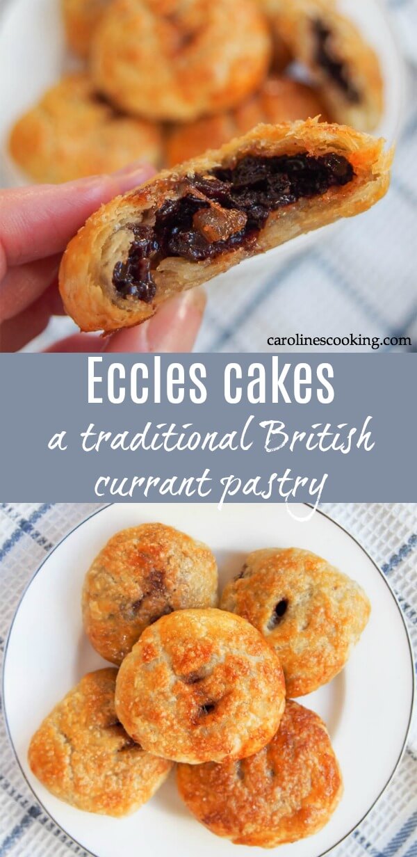 Eccles cakes may look a bit unassuming on the outside, but that pastry is wonderfully rich and crisp with a sticky, gently spiced fruity filling. These are a British treat you need to try! Eccles cakes may look a bit unassuming on the outside, but that pastry is wonderfully flaky, rich and crisp with a sticky, gently spiced fruity filling. These are a British treat you need to try! Includes how-to VIDEO #ecclescakes #britishtreat #currantpastry
