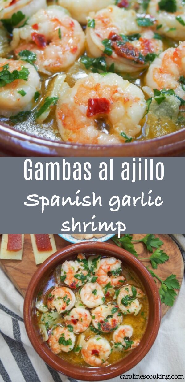 Gambas al ajillo are a super simple Spanish tapas that is one of the best known and best loved. And for good reason - these garlic shrimp are delicious! Easy to make and so versatile in how you enjoy them. #garlicshrimp #spanishtapas