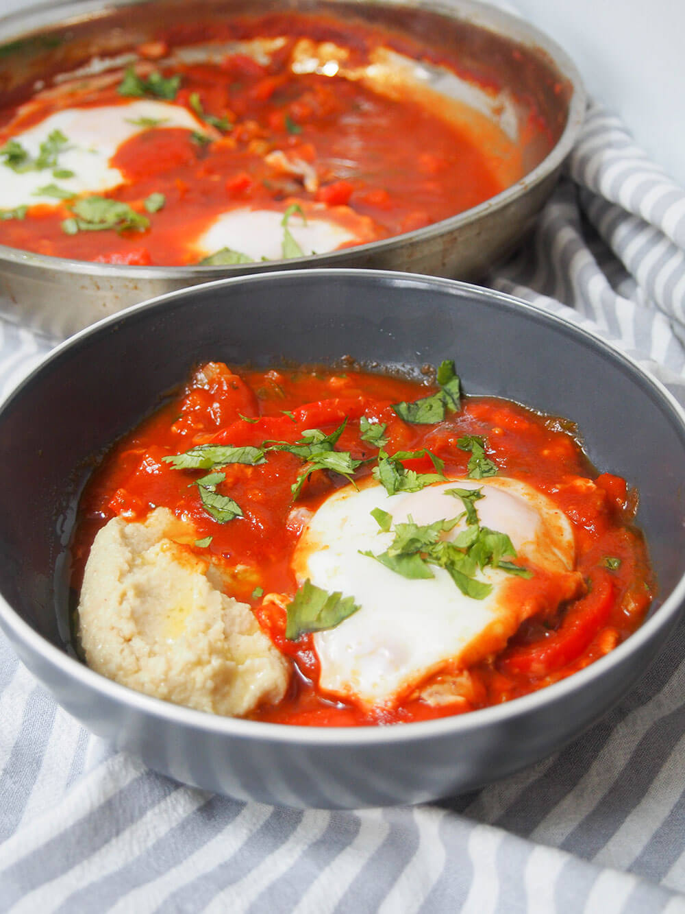 bowl of shakshuka hummus from front