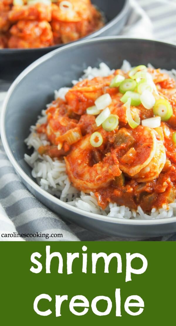Shrimp Creole is a classic Louisiana dish that's quick & easy to make, and packed with flavor. Spice it up or down, these are flavors you're sure to love. Perfect for a quick meal on a busy night, date night, or to get in the Mardi Gras spirit. #shrimp #shrimpcreole #30minutemeal #seafood