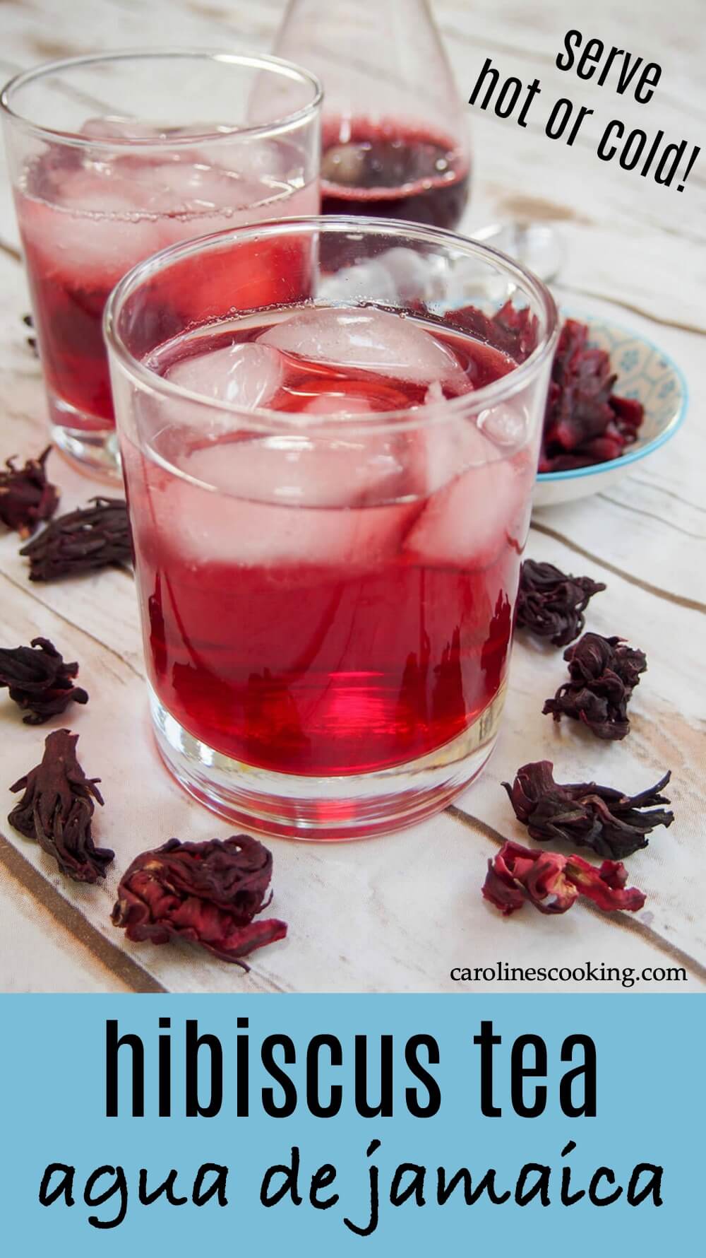 Agua de jamaica, hibiscus tea, is a wonderfully refreshing drink that's so easy to make. Slightly floral, with hints of pomegranate and cranberry, it's as delicious as it is beautiful. #nonalcoholicdrink #mexicandrink #hibiscus #colddrink