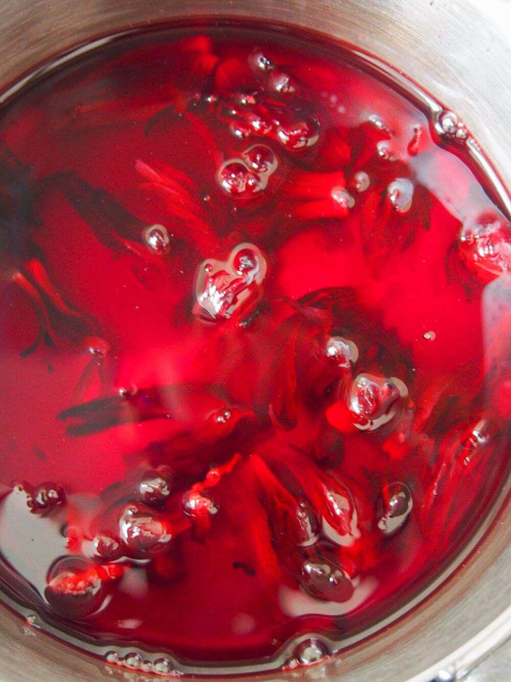 steeped concentrate for Agua de jamaica - hibiscus tea