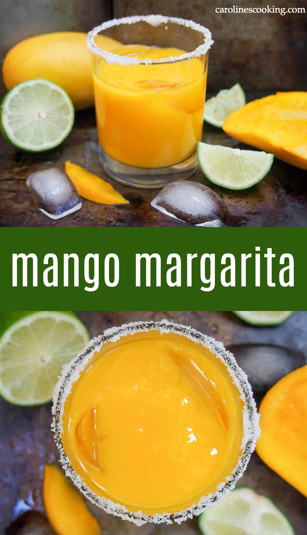 You'll want any excuse to enjoy this bright take on the classic margarita cocktail - this mango margarita is easy, fruity and so good! It's perfect for your Cinco de Mayo celebration, a lazy summer night or any excuse you want. #margarita #mango #cincodemayo #cocktail