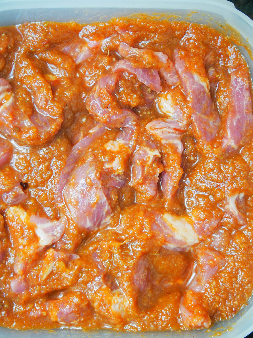 marinading pork for tacos al pastor