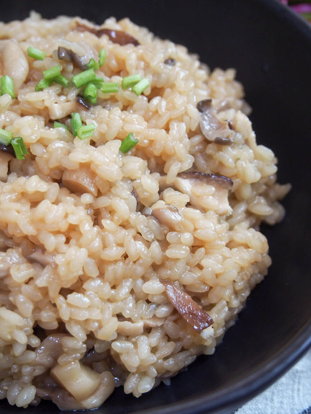Japanese mushroom rice close up in bowl
