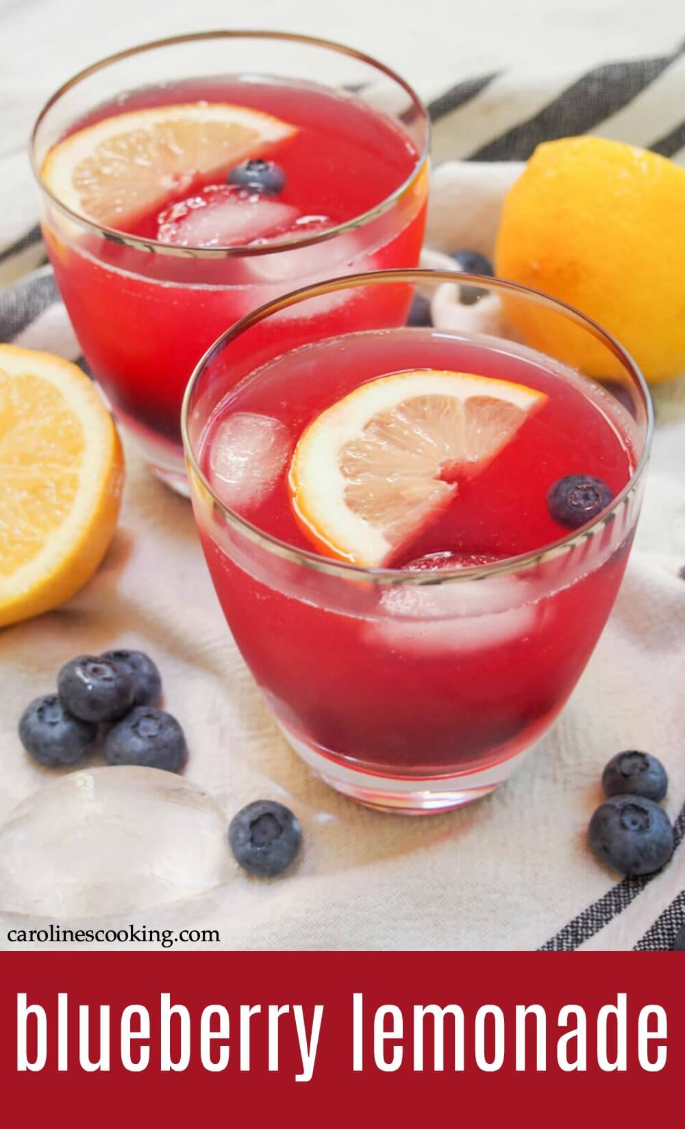 This blueberry lemonade is a brightly colored and subtly flavored twist on classic lemonade. It's easy to make and bound to be the star of your summer drinks table. #blueberry #lemonade #drink