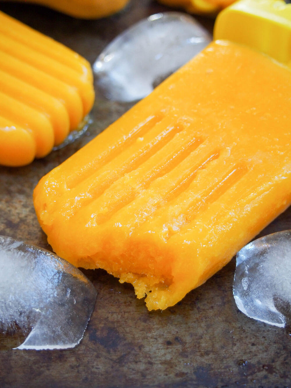 mango palata with bite taken from it