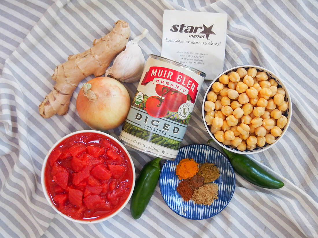 curry ingredients in small bowls and on cloth