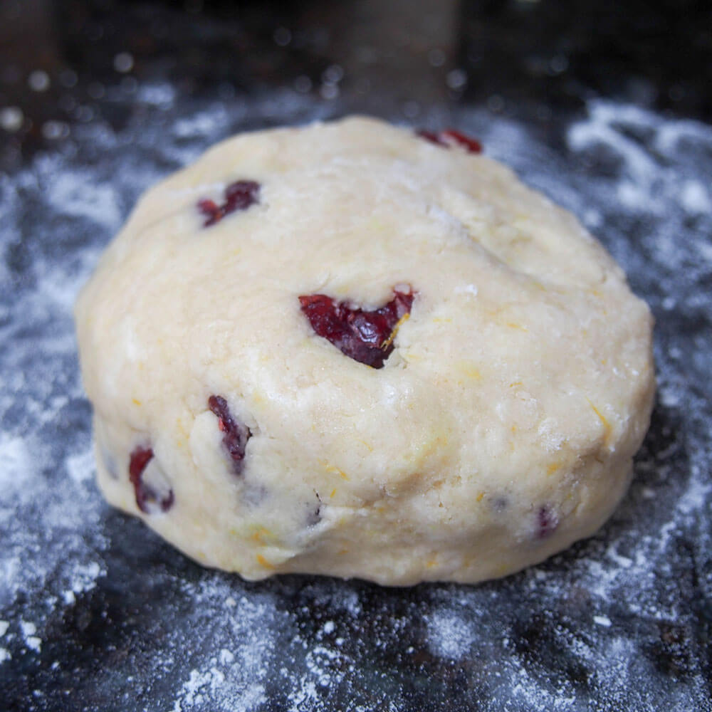 Cranberry orange scones dough