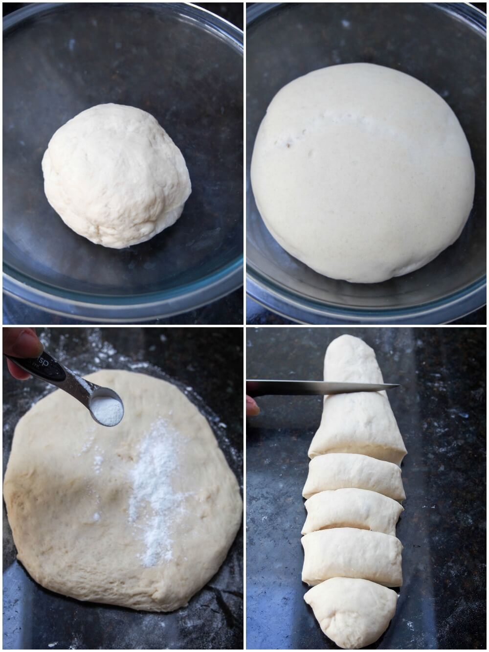 preparing bao dough for steamed bao buns with pork