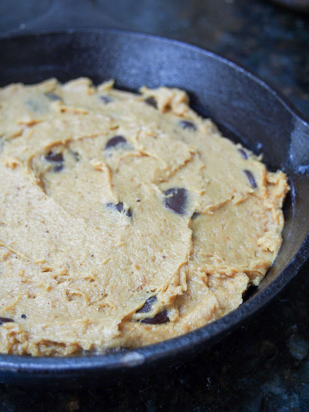 raw dough for pumpkin mini skillet cookie