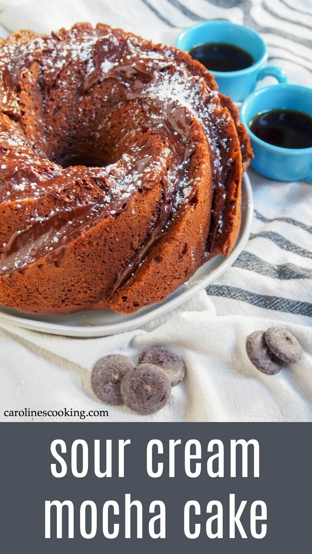 This sour cream mocha cake is so tender and delicious. It's easy to make and perfect for Holiday entertaining, or any excuse you can find (especially with a cup of coffee, of course). AD #coffeecake #mocha #chocolate #cake #baking This sour cream mocha cake is so tender and delicious. It's easy to make and perfect for Holiday entertaining, morning coffee with friends or just because. AD