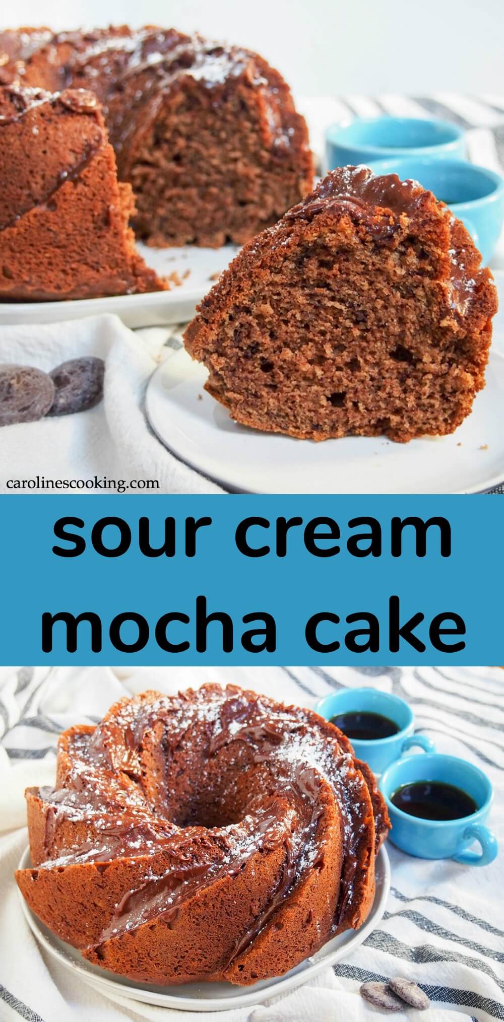 This sour cream mocha cake is so tender and delicious. It's easy to make and perfect for Holiday entertaining, or any excuse you can find (especially with a cup of coffee, of course). AD #coffeecake #mocha #chocolate #cake #baking This sour cream mocha cake is so tender and delicious. It's easy to make and perfect for Holiday entertaining, or any excuse you can find (especially with a cup of coffee, of course). AD #coffeecake #mocha #chocolate #cake #baking