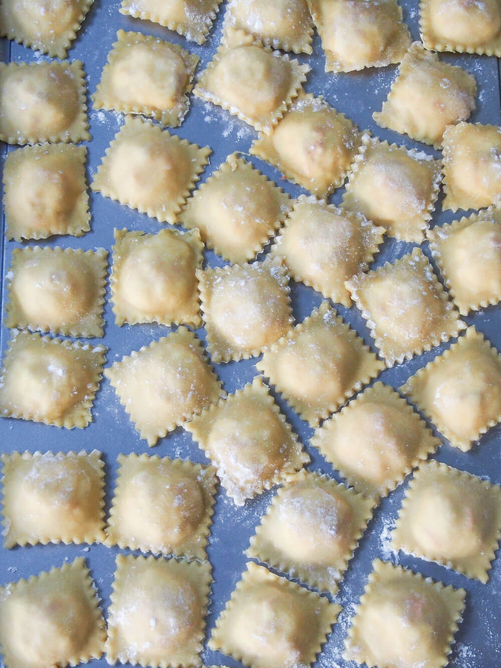 tray of lobster ravioli ready to cook