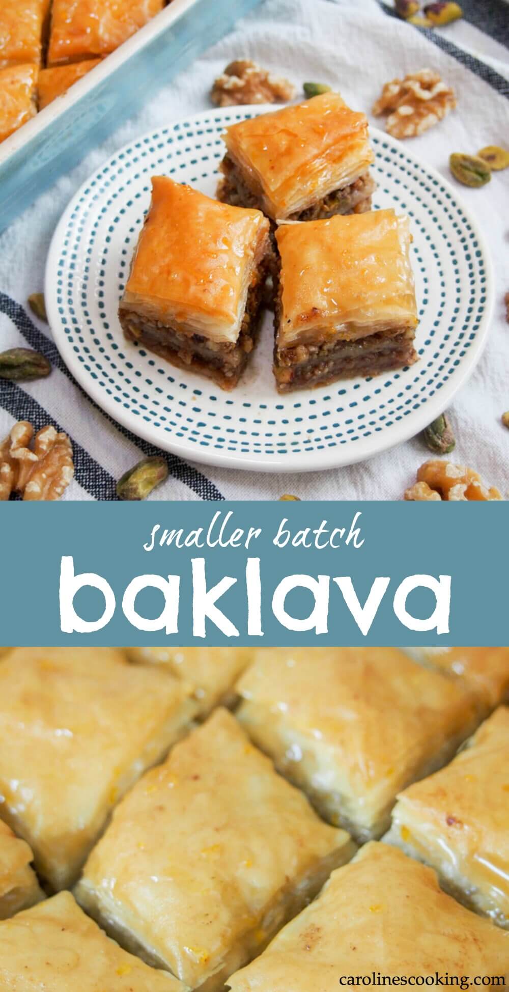 Baklava is such a classic sweet treat enjoyed in Greece, Turkey and across the broader Eastern Med. The combination of sticky, crisp pastry and nuts is addictively good! This baklava recipe will guide you through making a smaller batch, perfect for when you don't need a huge quantity. #baklava #greek #filo #pastry #walnut 