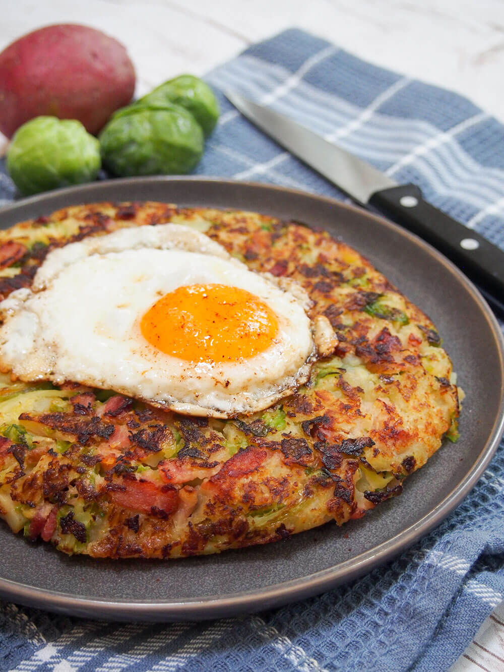 bubble and squeak with egg on top