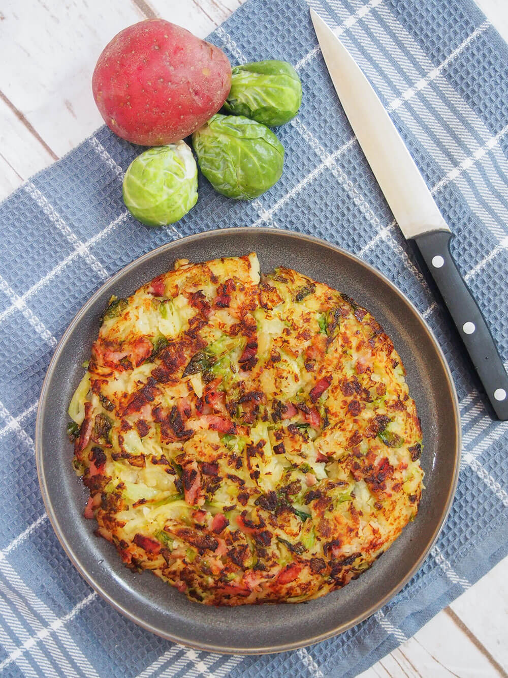 bubble and squeak on plate from overhead