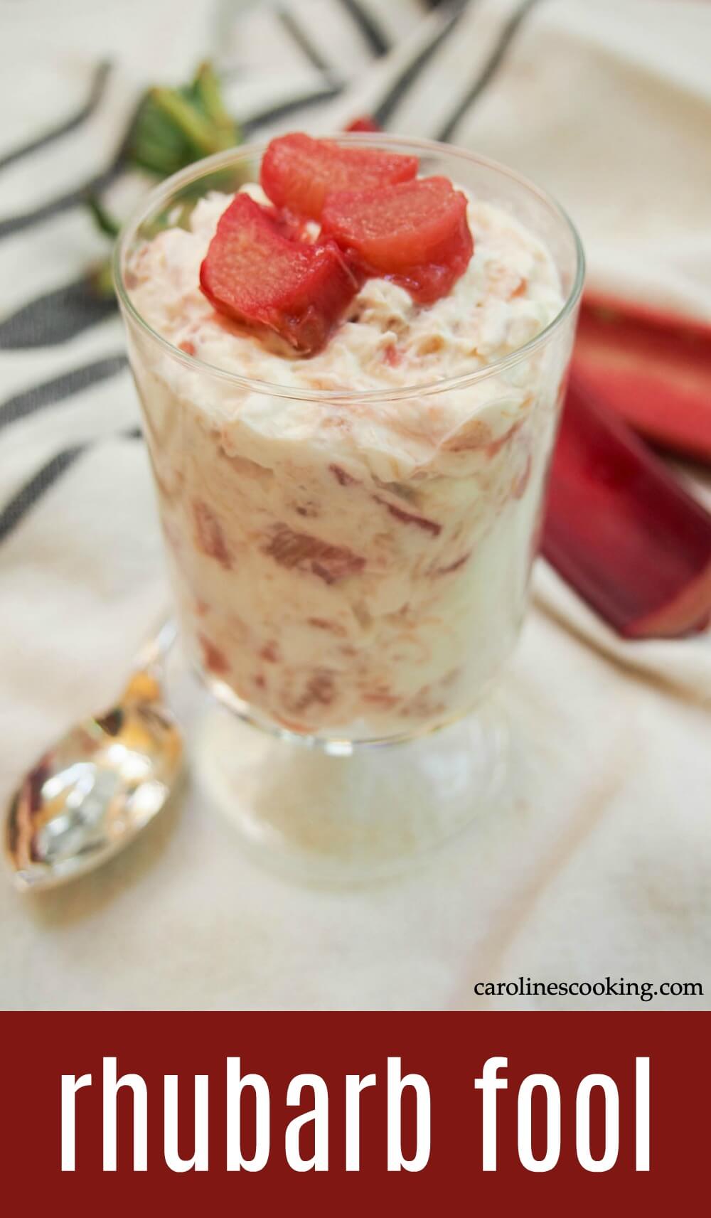 Rhubarb fool is a classic British dessert that's an easy delight you need to try. Light, creamy, tart and flavorful, it shows rhubarb off at it's finest. #rhubarb #dessert #britishfood