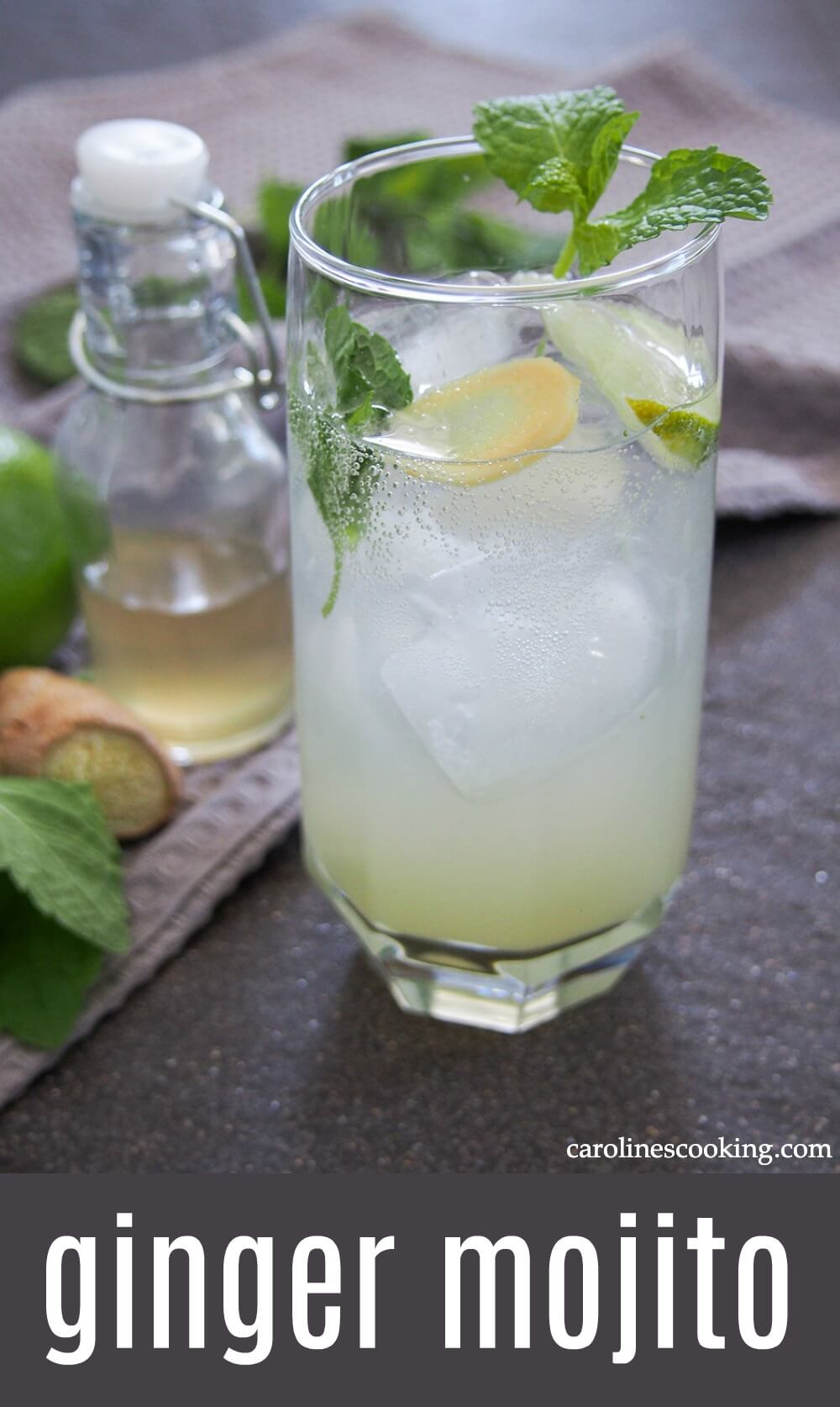 This ginger mojito is easy to make, with a great ginger kick from the homemade ginger syrup. Fresh, bright and perfect for any occasion. 