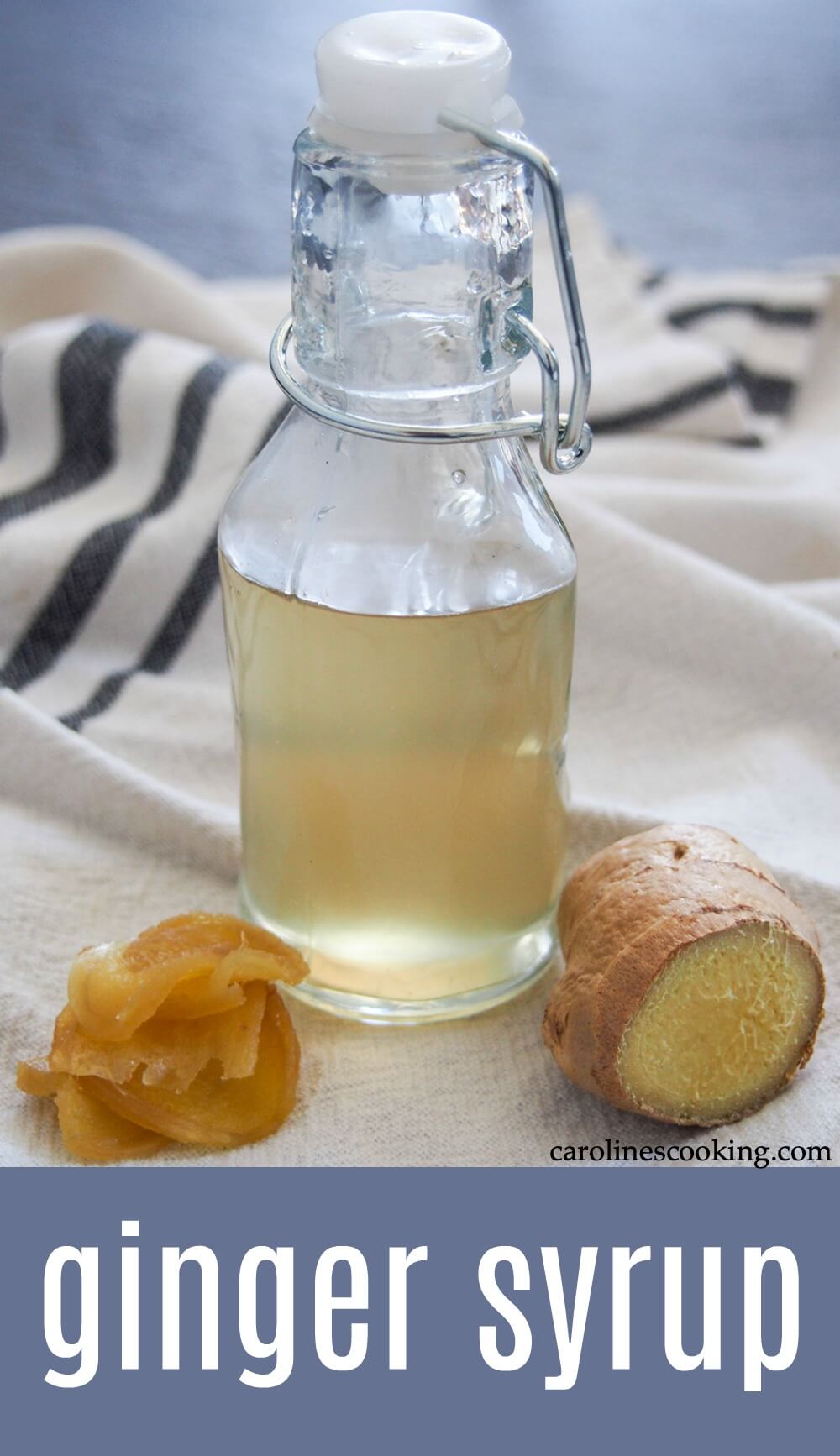 This ginger syrup is really easy to make and creates a simple syrup with wonderful sweet-sharp flavor, perfect for cocktails, home made ginger ale and more. #ginger #simplesyrup