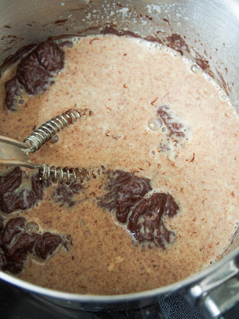melting chocolate in to milk mixture