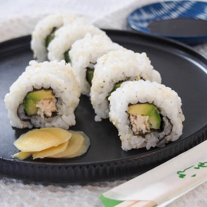 California roll on plate