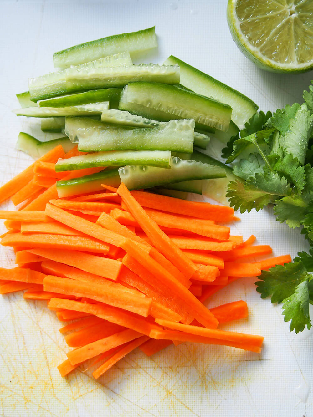 cutting vegetables for slaw