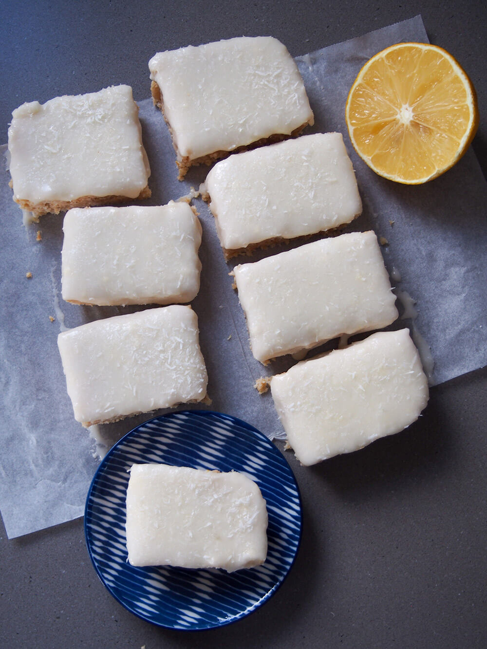 cut pieces of lemon slice from overhead