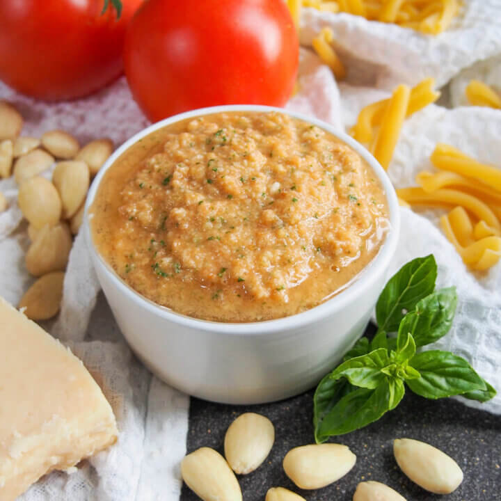 bowl of pesto alla Trapanese