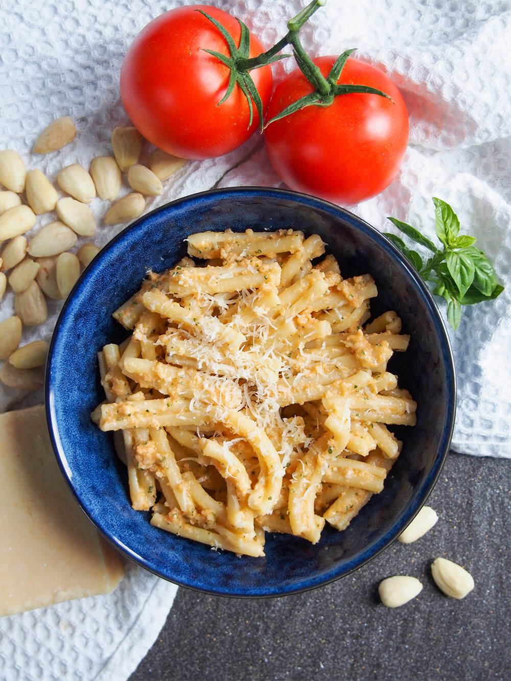 bowl of pasta with pesto alla Trapanese