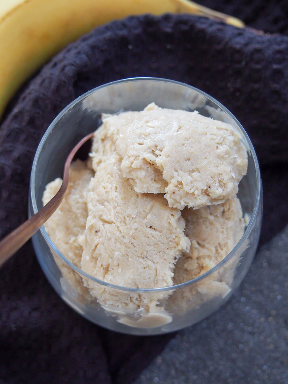 Roasted banana ice cream in glass