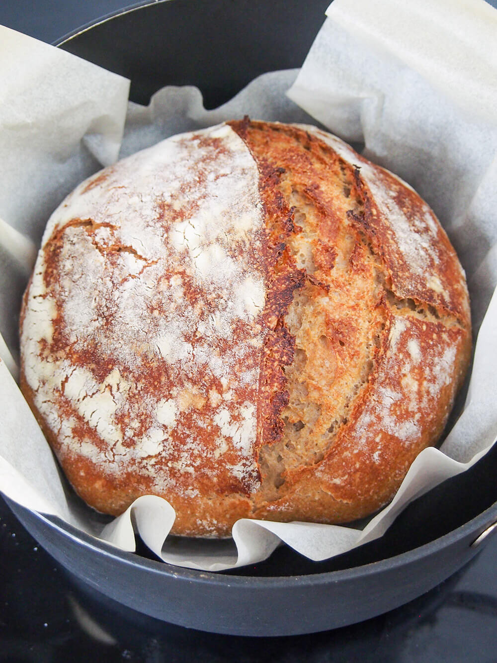 finished bread out oven, still in pan