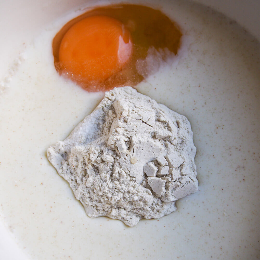 ingredients for buckwheat crepes ready to mix