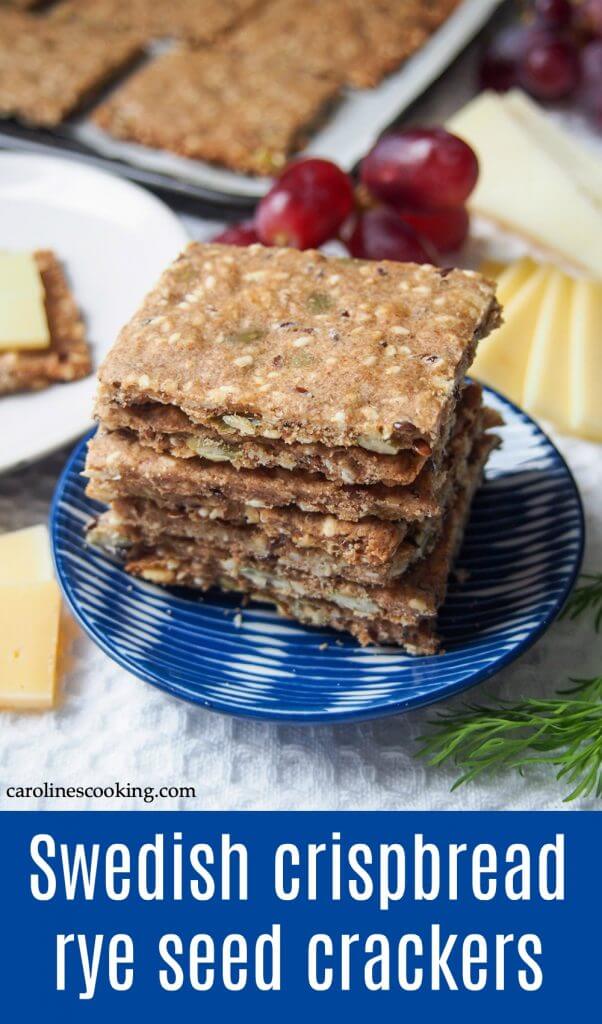 These Swedish crispbread are really easy to make and packed with good-for-you ingredients as well. You'll find variations of these rye seed crackers across Scandinavia as a crunchy snack or part of lunch.