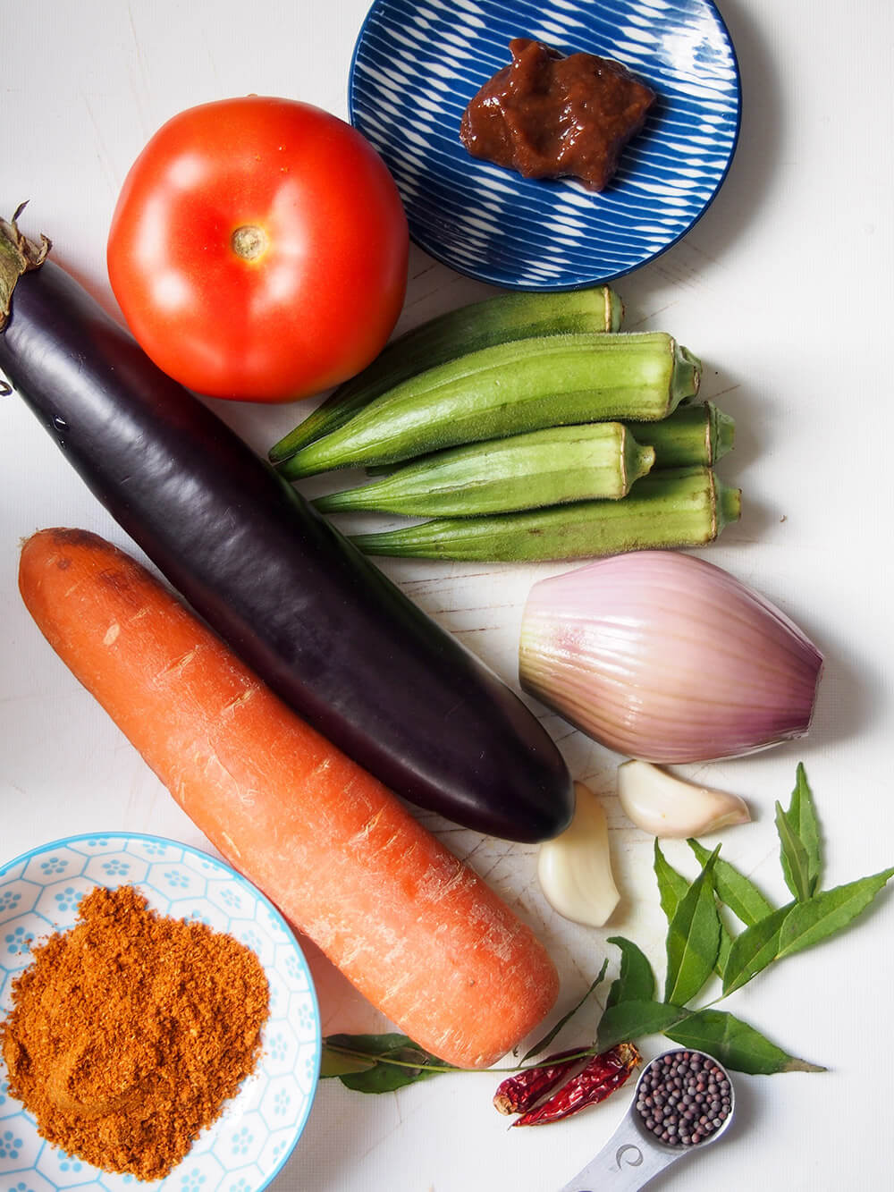 vegetables and spices for sambar