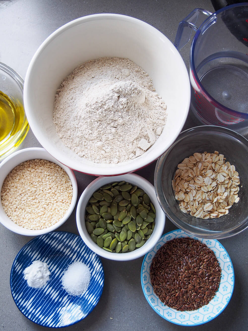 cracker ingredients in separate bowls