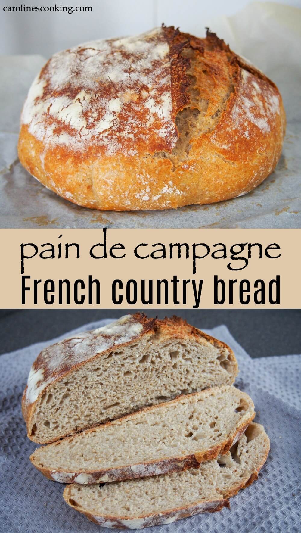 Pain de campagne is the classic French country bread. It's essentially a sourdough, but it's that bit special with a touch of rye and whole wheat. It needs a little patience, but not much effort, and the wonderfully flavorful loaf is most definitely worth it. #sourdough #bread #baking #frenchbread