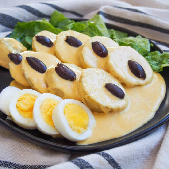 Papa a la Huancaina on plate