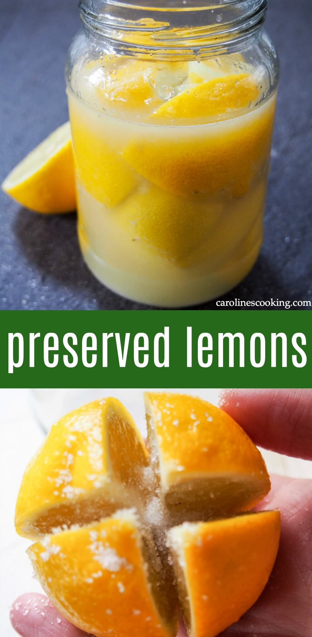 Preserved lemons are a common ingredient in Moroccan cooking, as well as other countries in the Mediterranean. They're so easy to make and add a wonderful salty-tart flavor and depth to a whole range of dishes from traditional tagines to salads. #lemon #moroccanfood #preserving